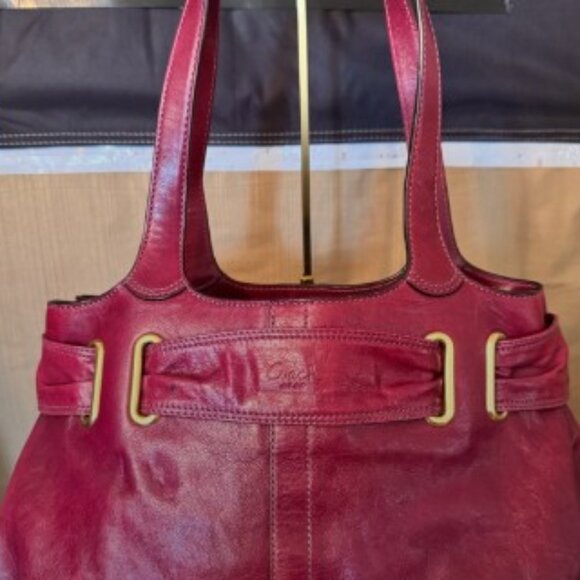 RARE** 2009 Coach Clover Satchel, Dark Red Pearlized Leather - Picture 3 of 10